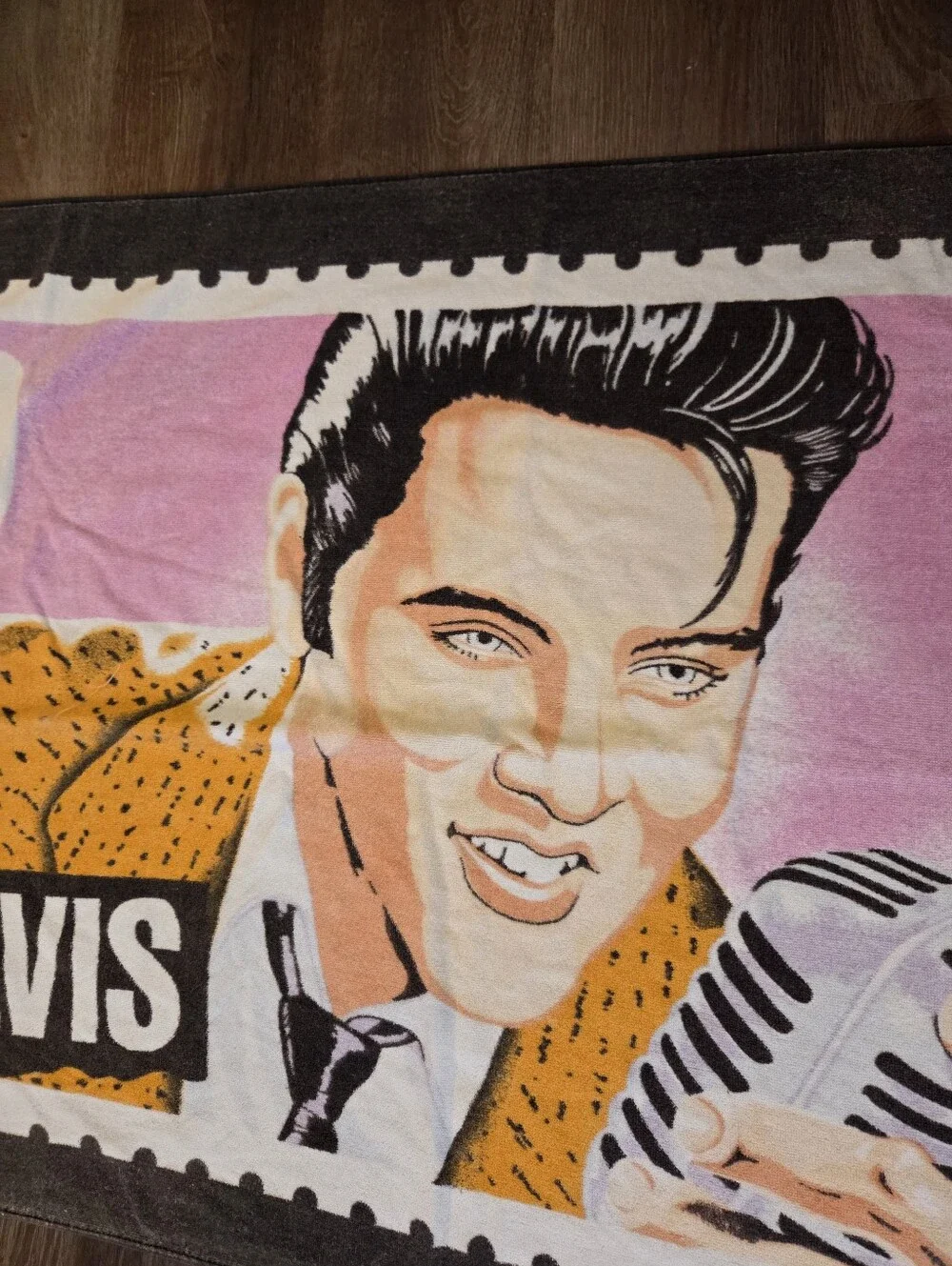 Vintage 1992 Elvis Presley Beach Towel 29 cent Postage Stamp Graphics